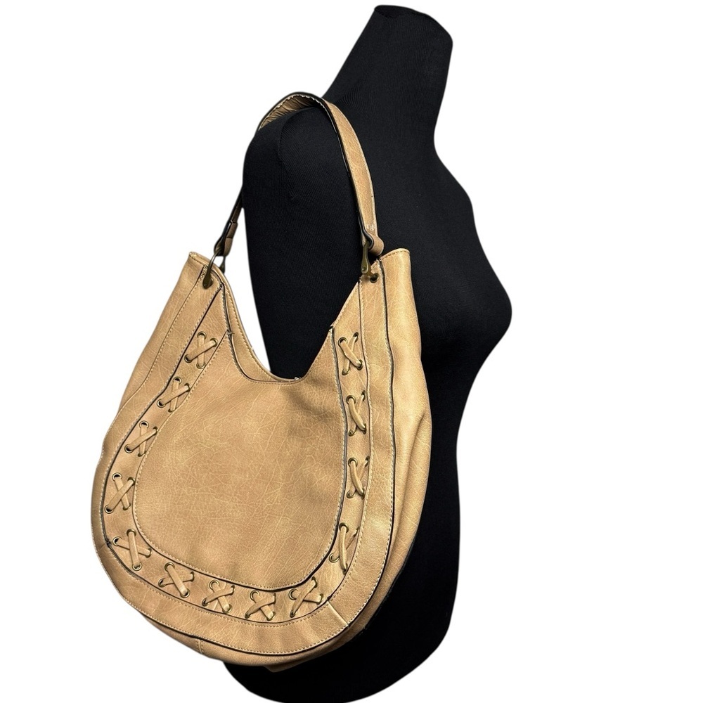 Hayden by Hayden Harnett Hobo Bag Beige Tan ShoulderBag Hand Bag Purse Y2K READ